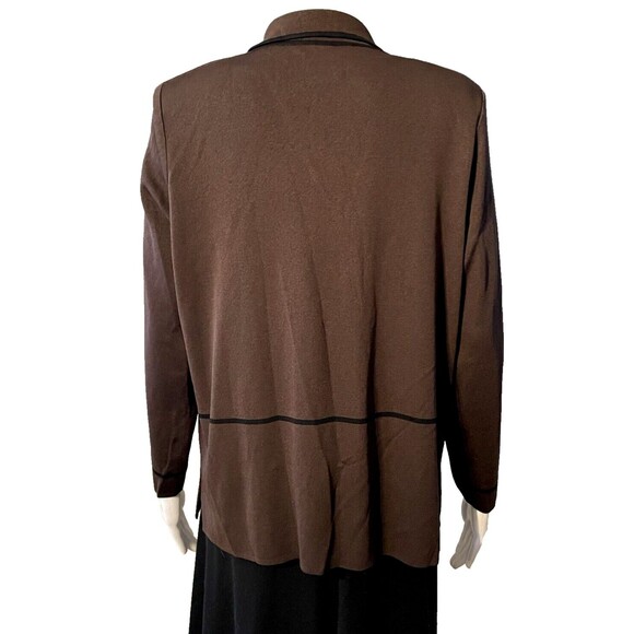 Exclusively Misook 2 Pieces Classic Cardigan Jacket Tank Chocolate Brown SZ PM - Picture 6 of 12